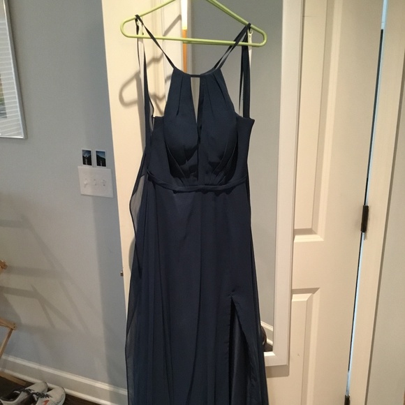Azazie Evaleen Bridesmaid dress, A6, Neptune/dark blue color - Picture 1 of 5